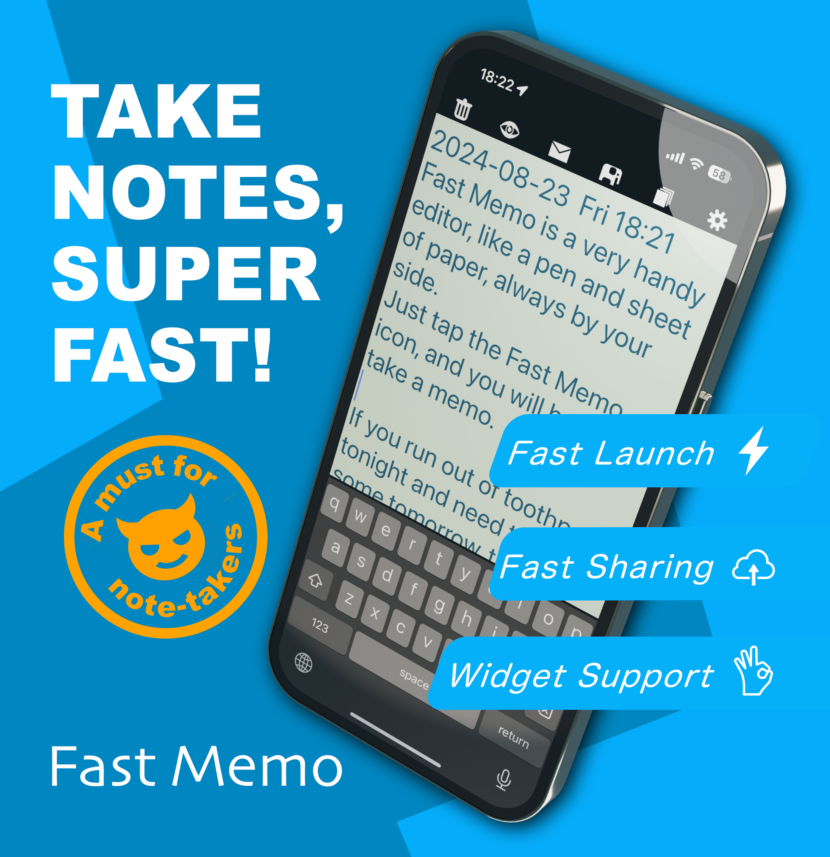 Fast Memo screen