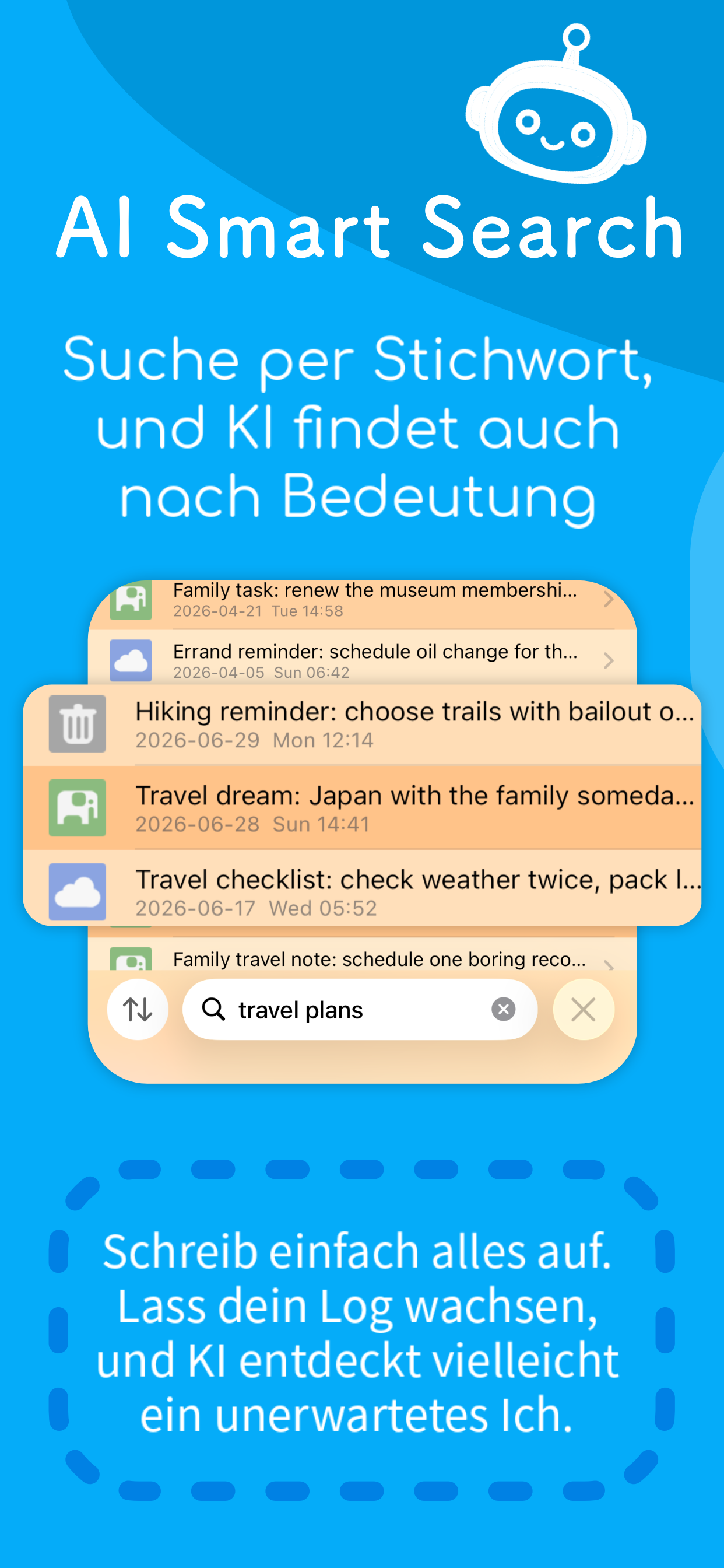 Fast Memo AI Smart Search Bildschirm
